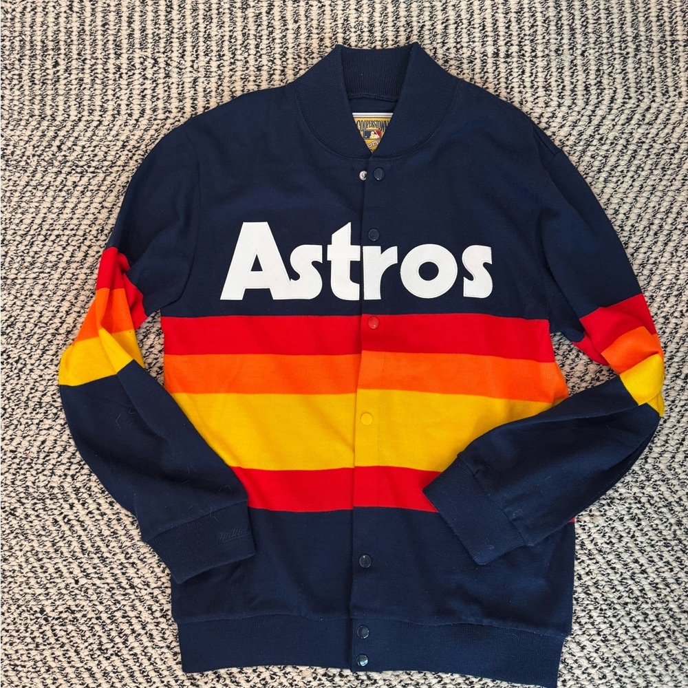 Astros Mitchell & Ness Navy Cooperstown Sweater Jacket - Kate Upton